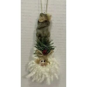 Santa Fabric Christmas Ornament 6‎ 1/4 Inches Holiday Vintage Handmade Whimsy